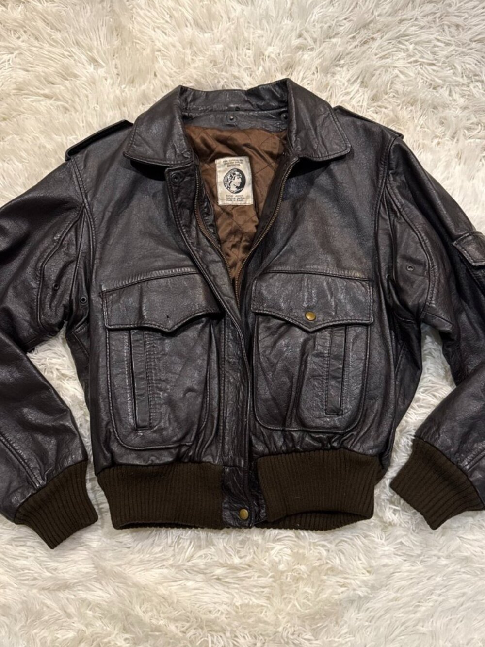 RARE Vintage American Express Genuine Leather Flight Jacket